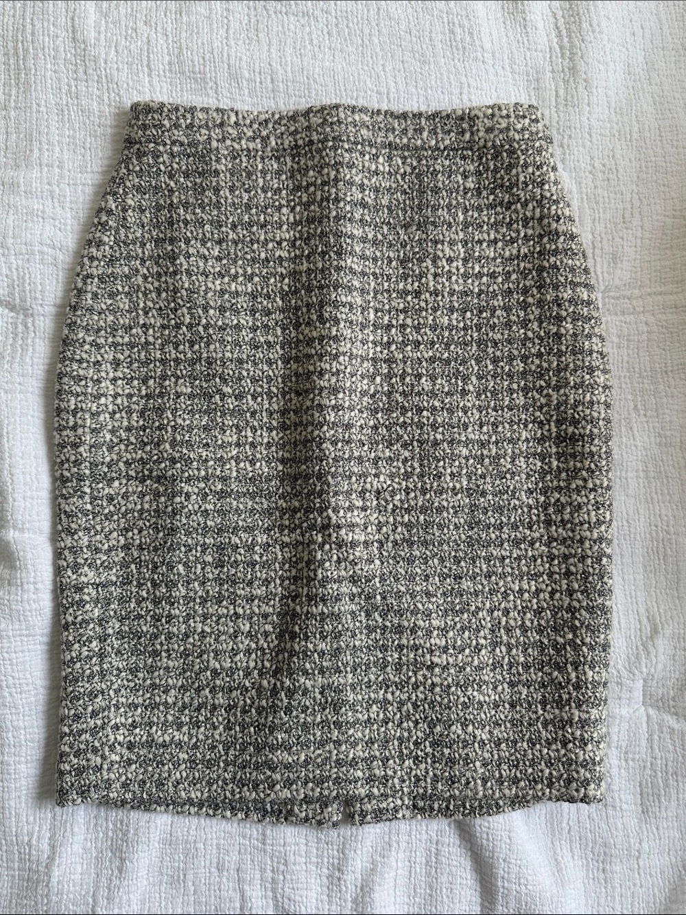 J. Crew Cream and Silver Tweed Pencil Skirt